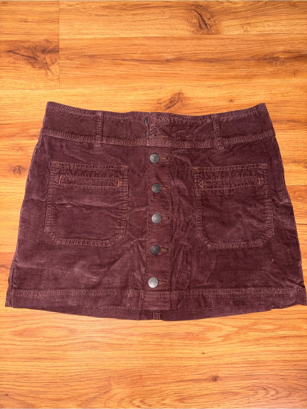 We The Free Corduroy Button-Front Mini Skirt - Plum